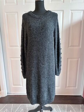 Gap Charcoal Gray Chunky Knit Wool Blend Sweater Dress